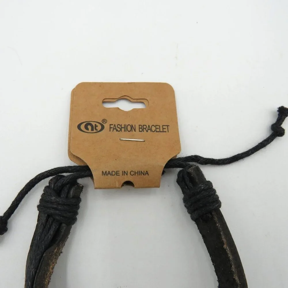 Adjustable Black Leather Cord Bracelet‎ Boho Bird Charm Fashion Wristband